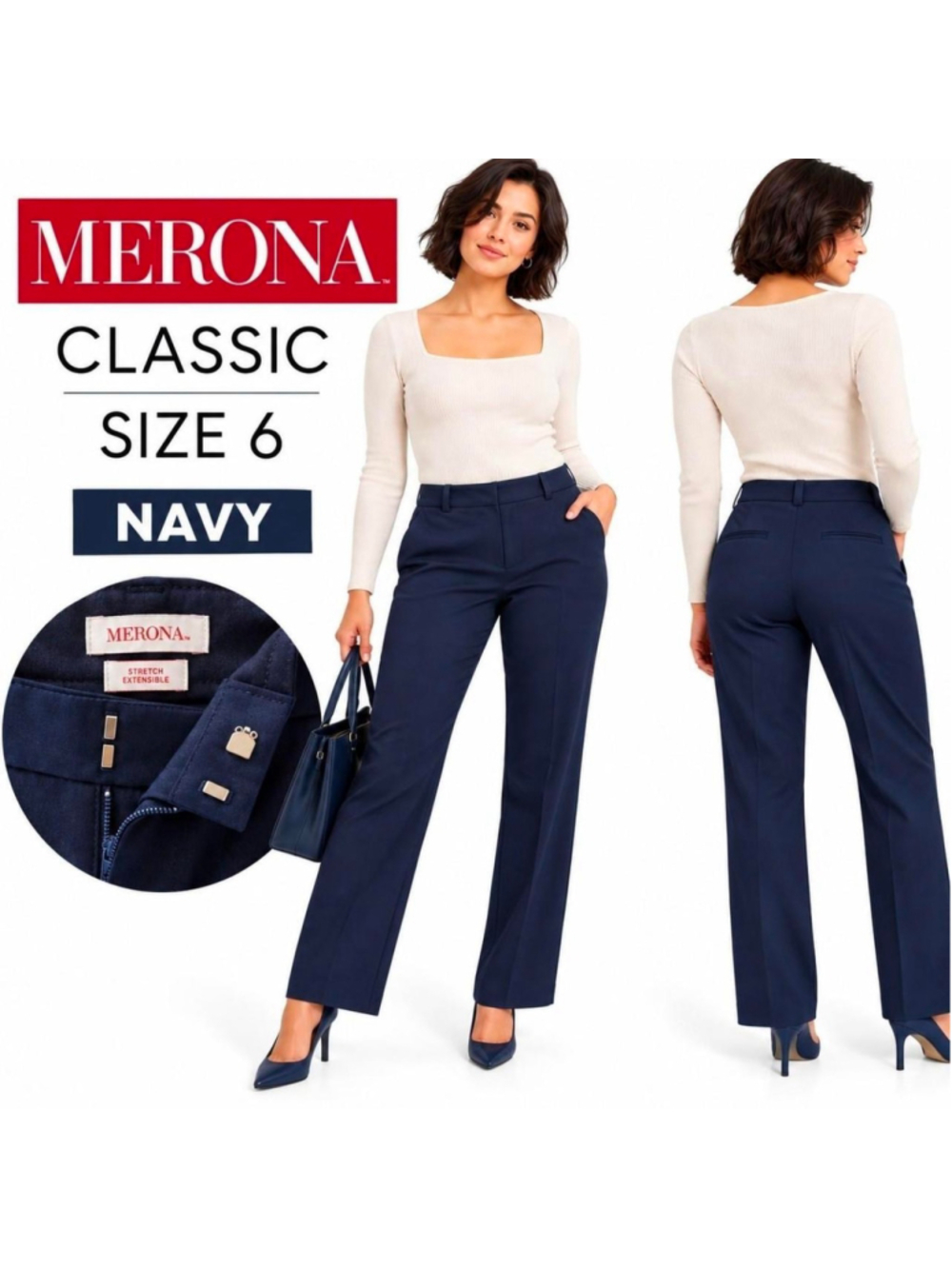 Merona Classic Navy Stretch Dress Pants Size 6